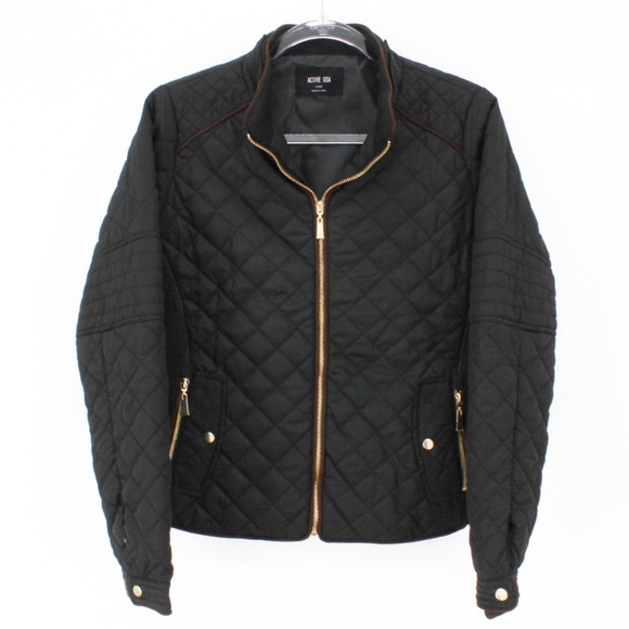 Jackets & Blazers - Black Quilted Suede Piping Jacket